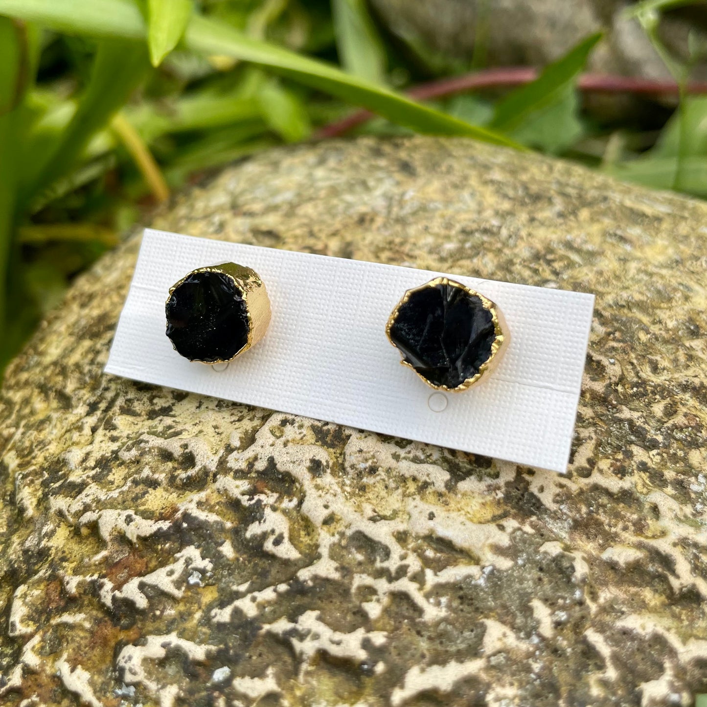 Black Obsidian Stud Earrings