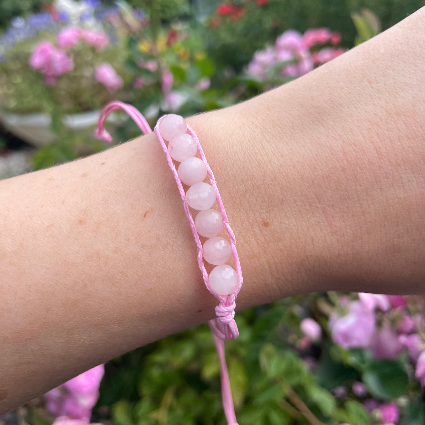 Rose Quartz 2 in 1 Adjustable Anklet & Bracelet