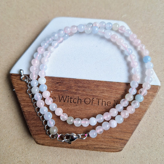 Morganite 4mm choker necklace crystal healing