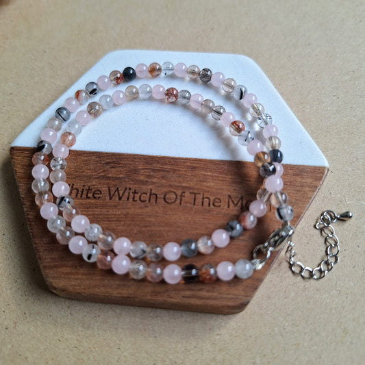 Master Healer Choker Necklace – 4mm mixed Quartz Beads – Crystal Healing Jewelry