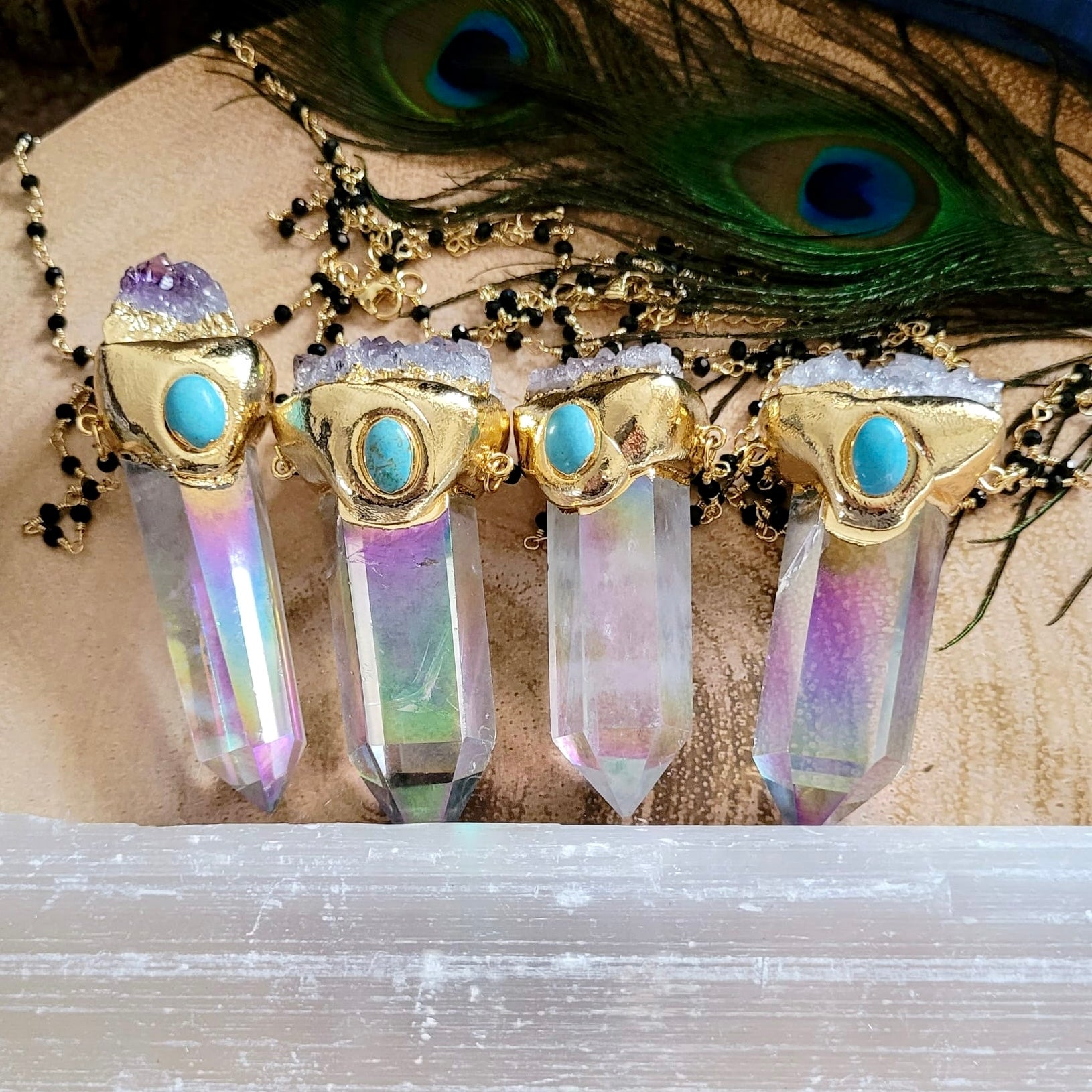 Angel Aura Quartz Crystal Necklace | Infinite Eye Sacred Geometry - VOLTLIN
