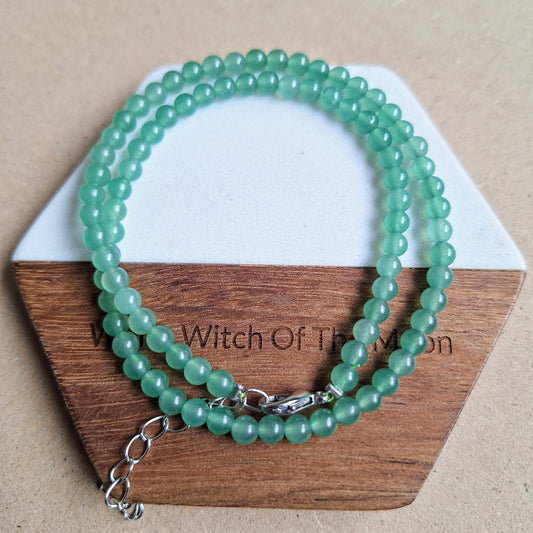 Green Aventurine 4mm bead choker necklace good luck