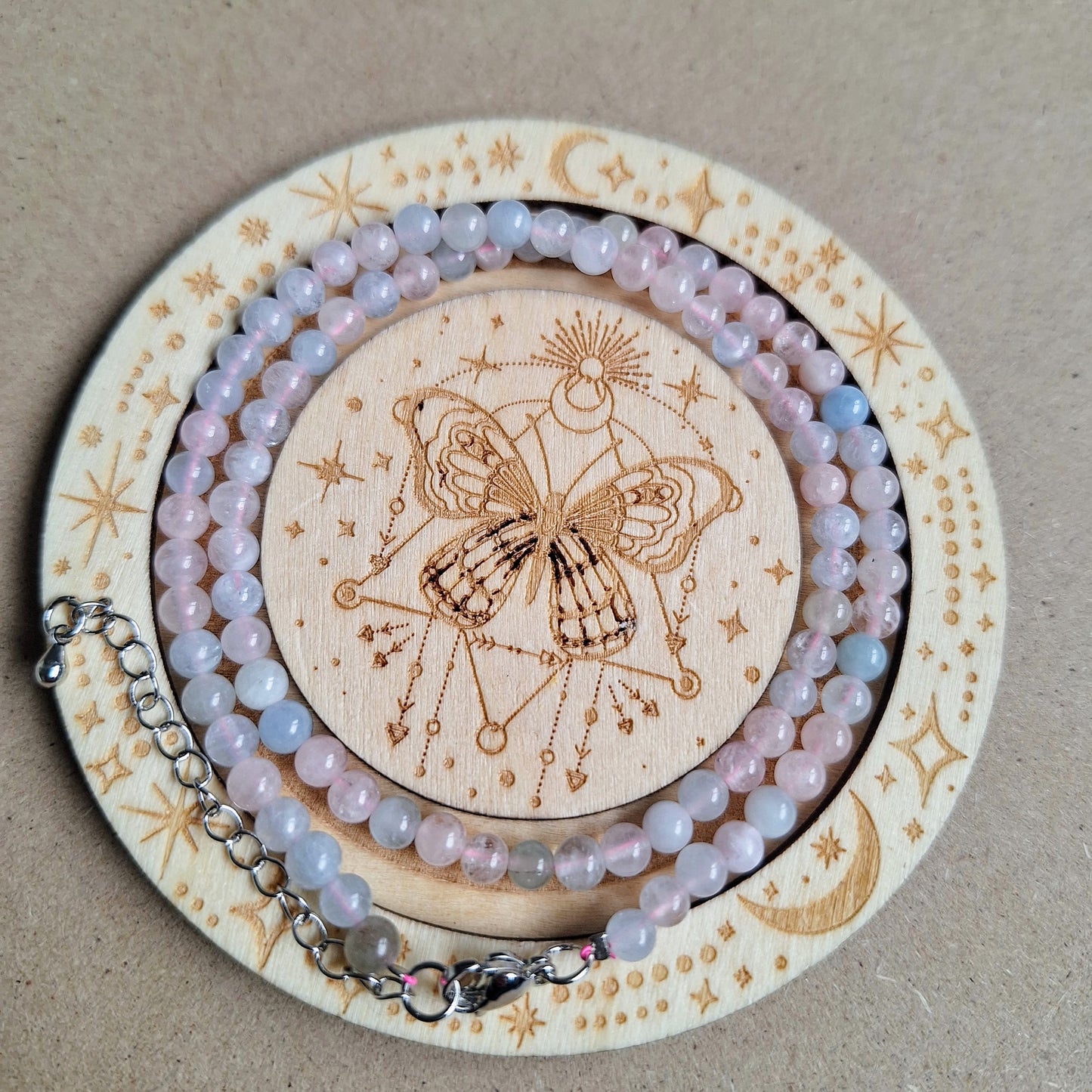 Morganite 4mm choker necklace crystal healing