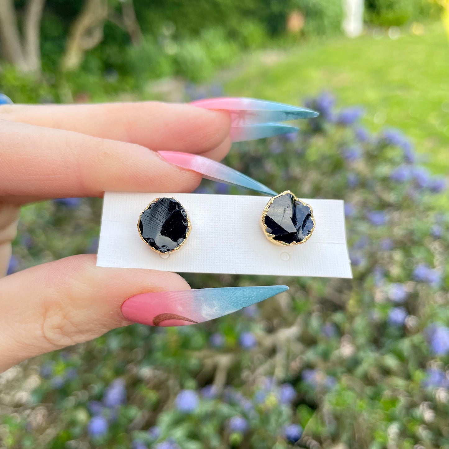 Black Obsidian Stud Earrings