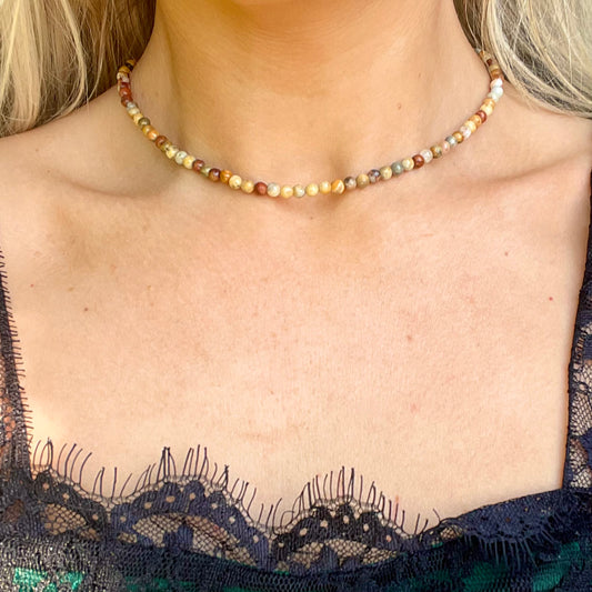 Crazy Lace Agate Choker Necklace