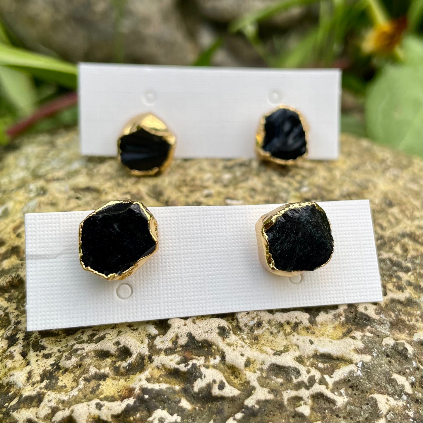 Black Obsidian Stud Earrings
