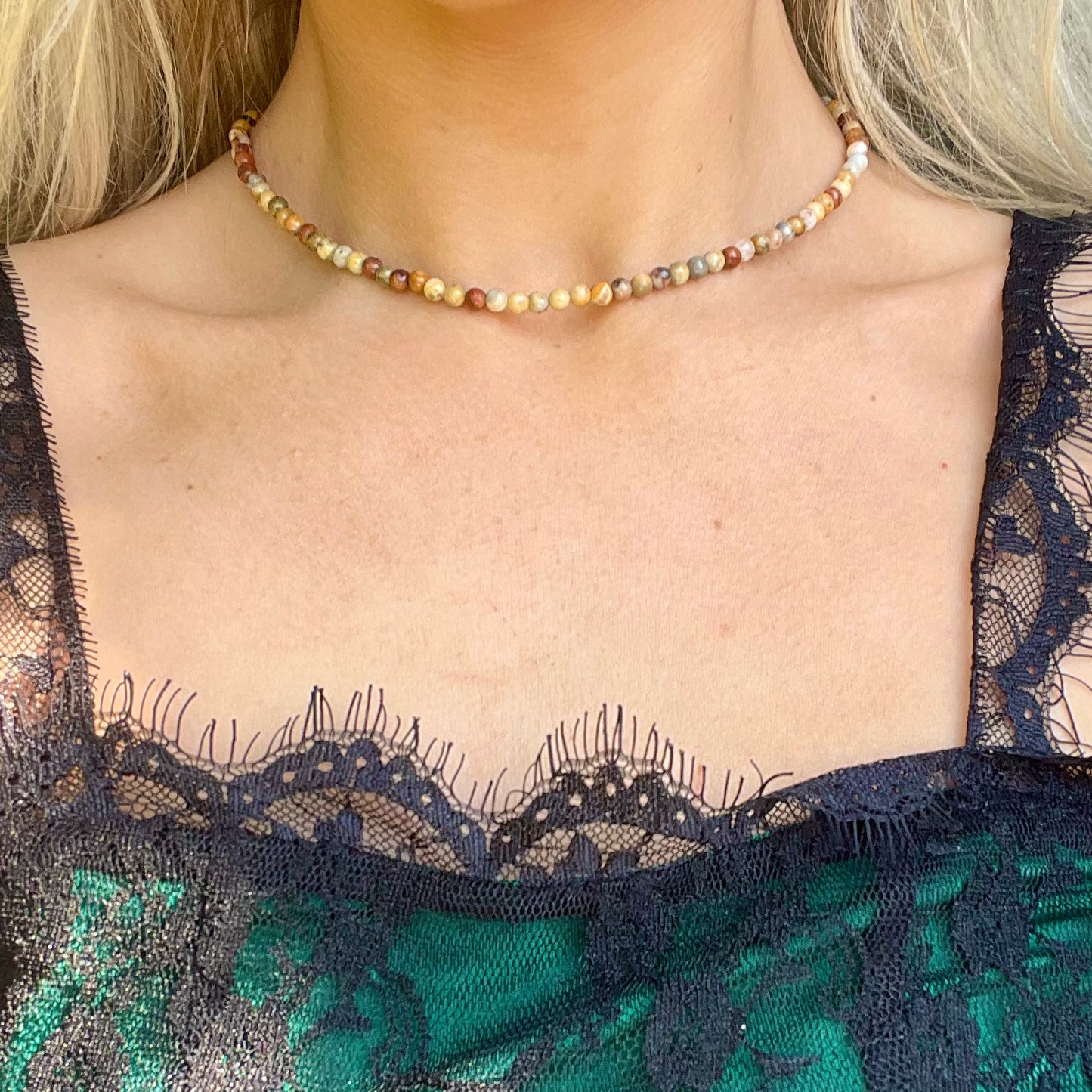 Crazy Lace Agate Choker Necklace