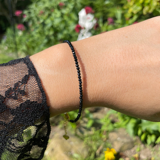 Black Tourmaline Adjustable Minimalist Bracelet