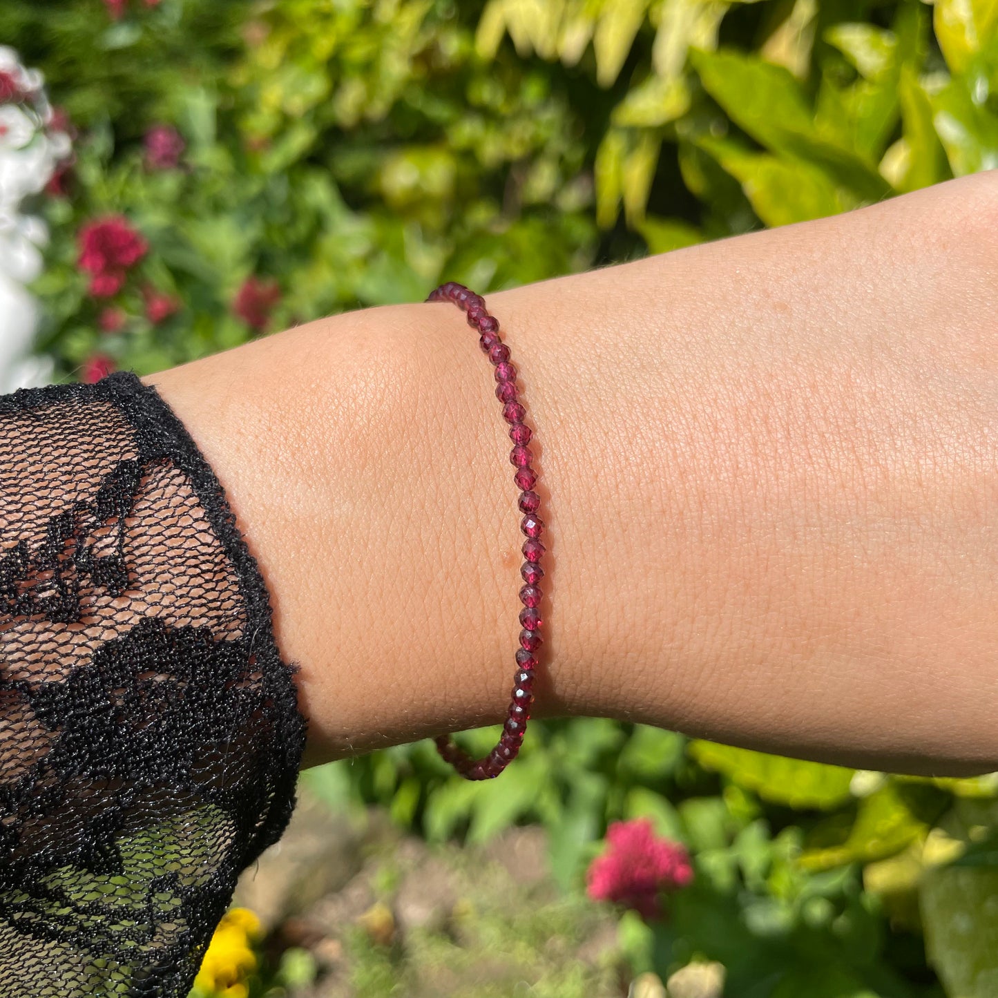 Red Garnet Adjustable Minimalist Bracelet