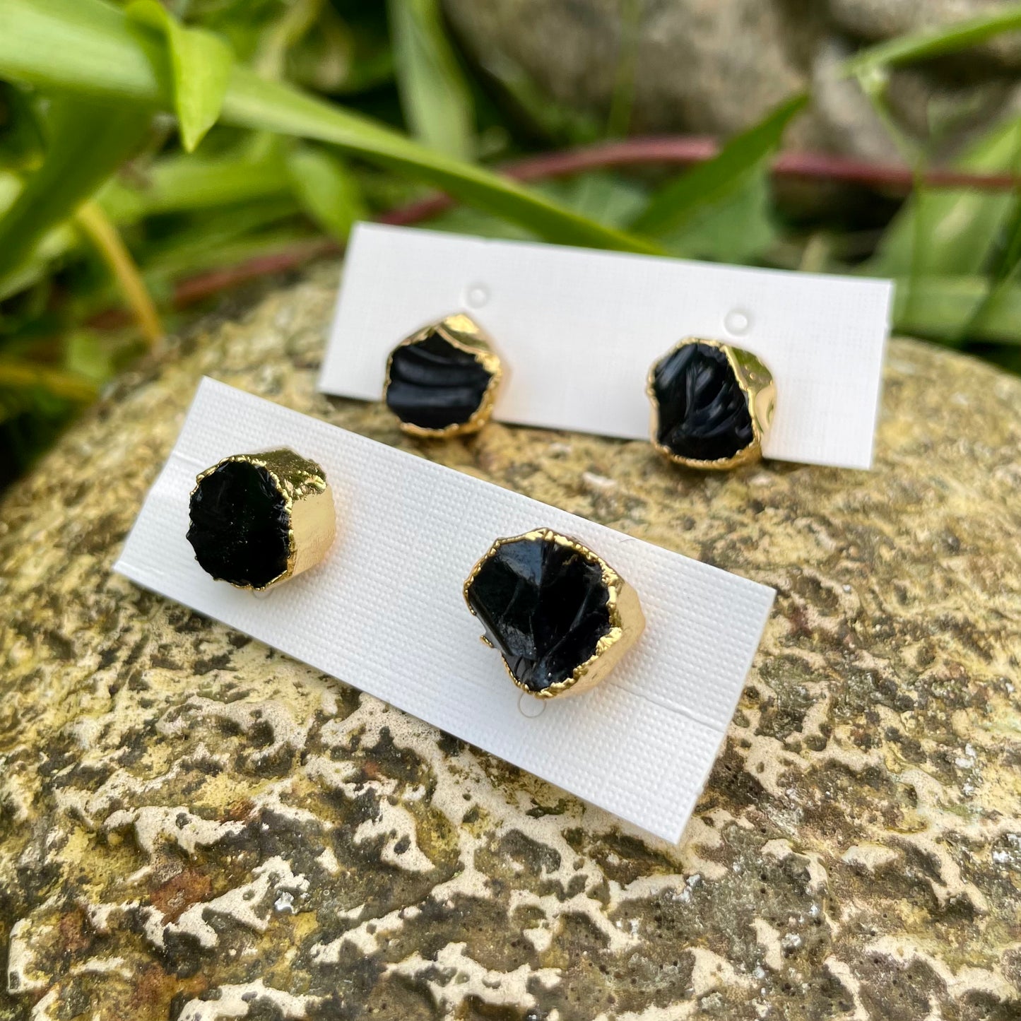 Black Obsidian Stud Earrings