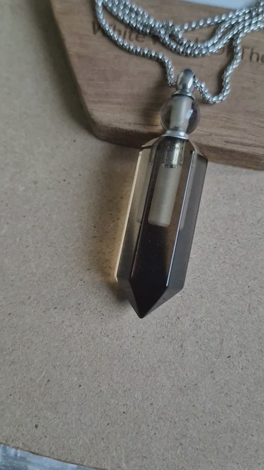 Smoky Quartz Bottle Pendant: Ashes Perfume Necklace gift for Her