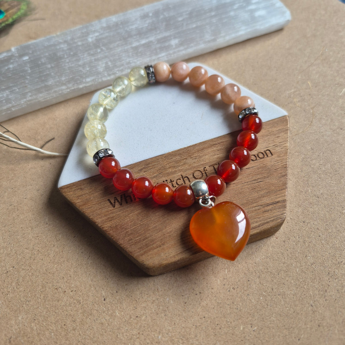 Positive motivation bracelet Crystal healing gift for him or her sacral chakra bead jewellery for men or women