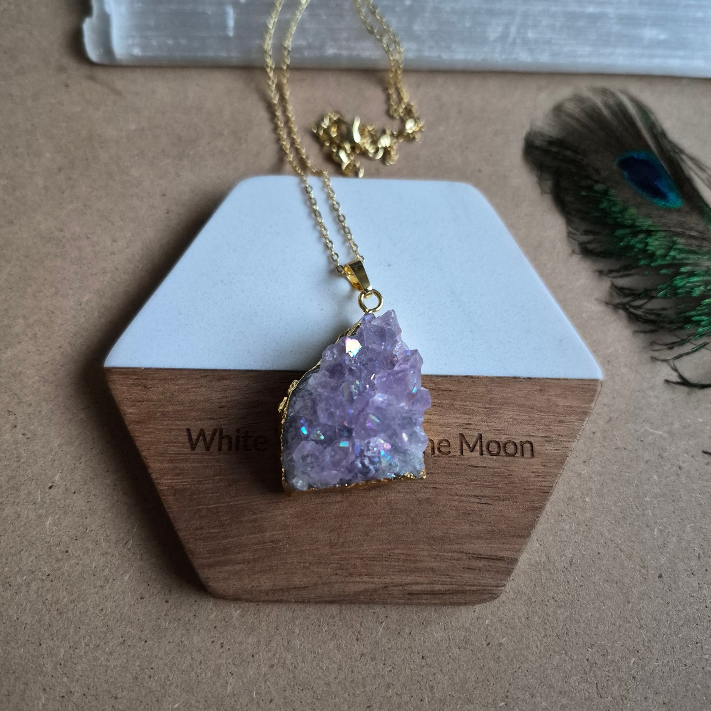 Amethyst Aura Cluster Pendant: Sparkly Druzy Jewellery