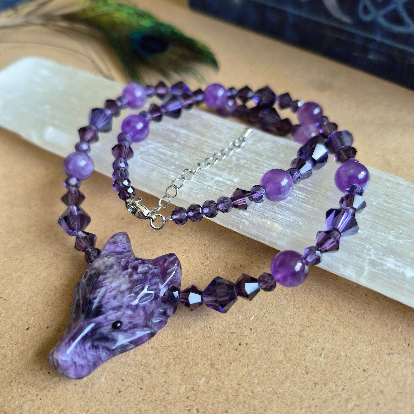 Amethyst Wolf Choker Necklace