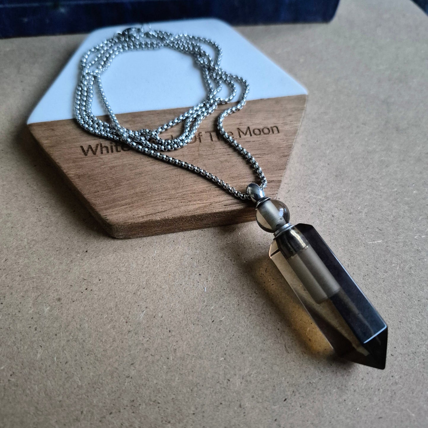 Smoky Quartz Bottle Pendant: Ashes Perfume Necklace gift for Her