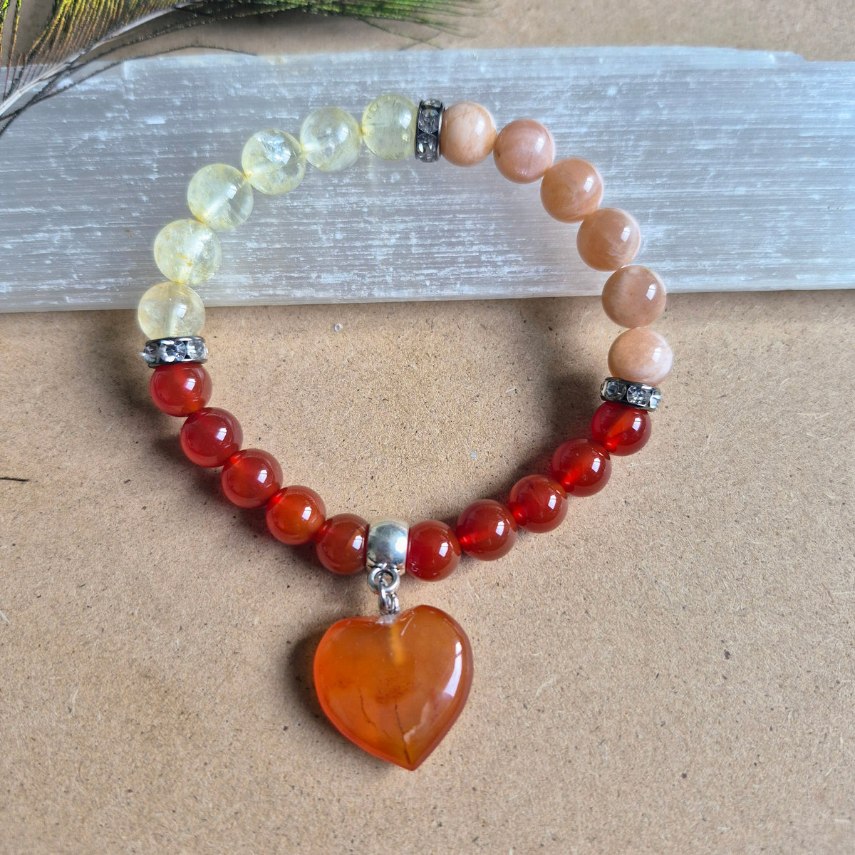 Positive motivation bracelet Crystal healing gift for him or her sacral chakra bead jewellery for men or women
