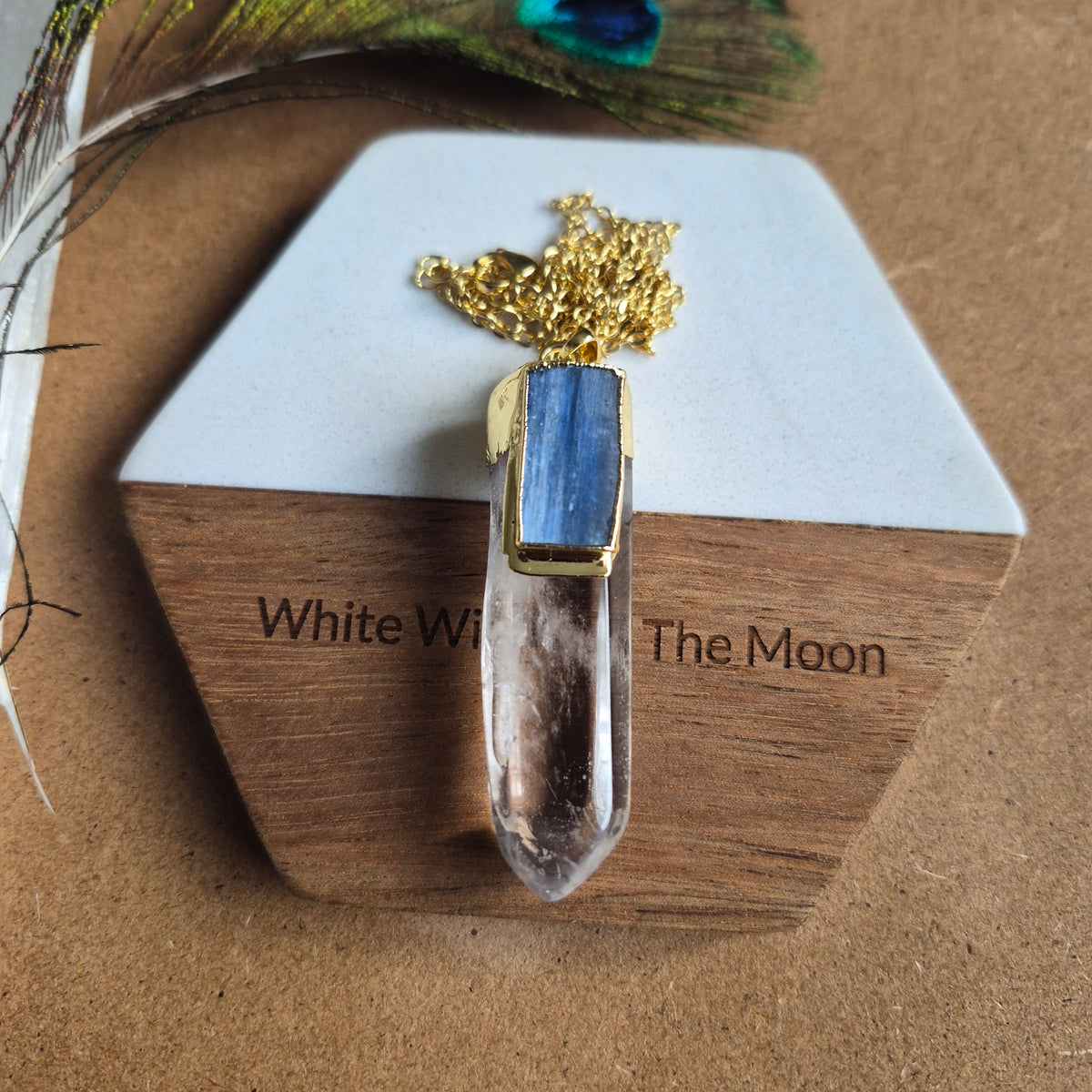 Clear Quartz and Kyanite Pendant