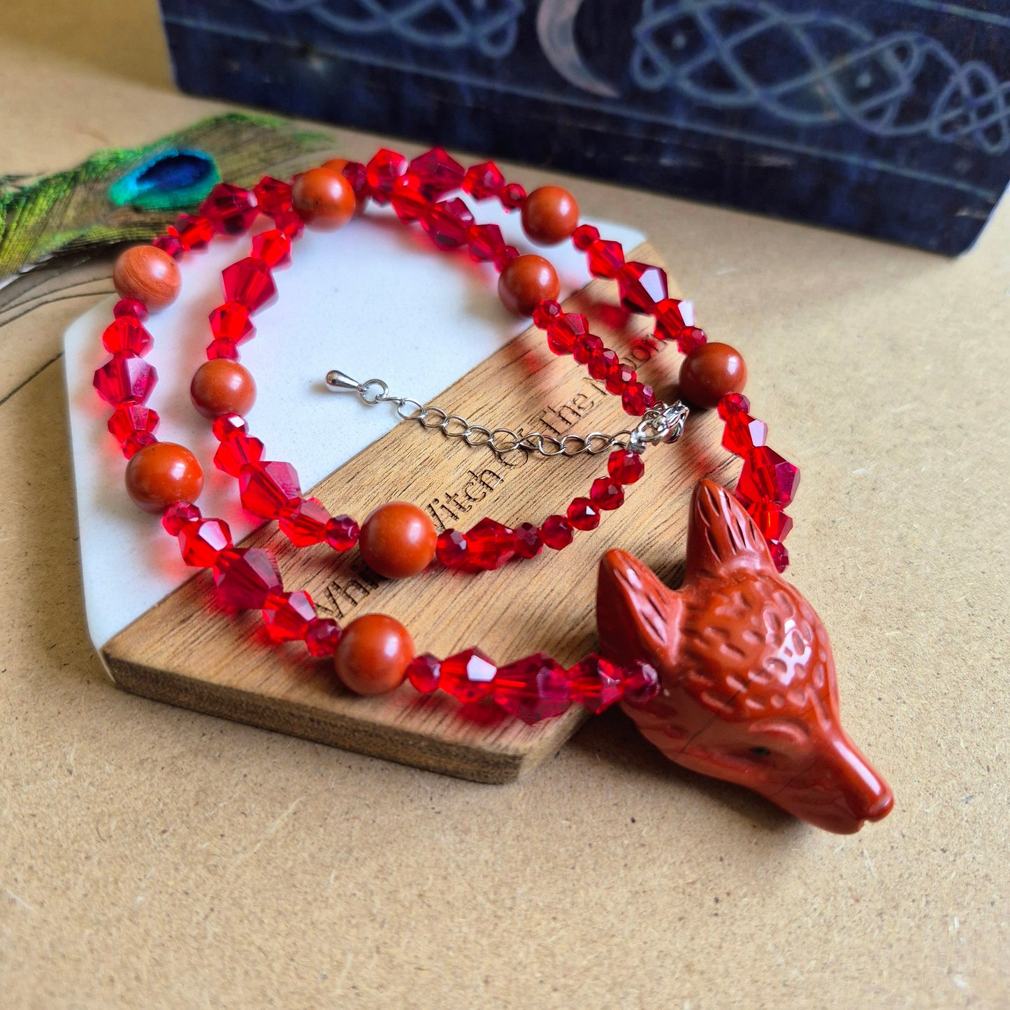 Red Jasper Wolf Choker Necklace