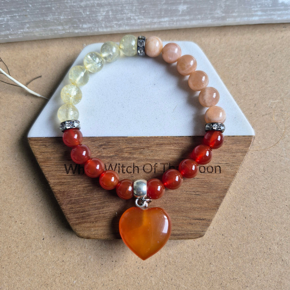 Positive motivation bracelet Crystal healing gift for him or her sacral chakra bead jewellery for men or women