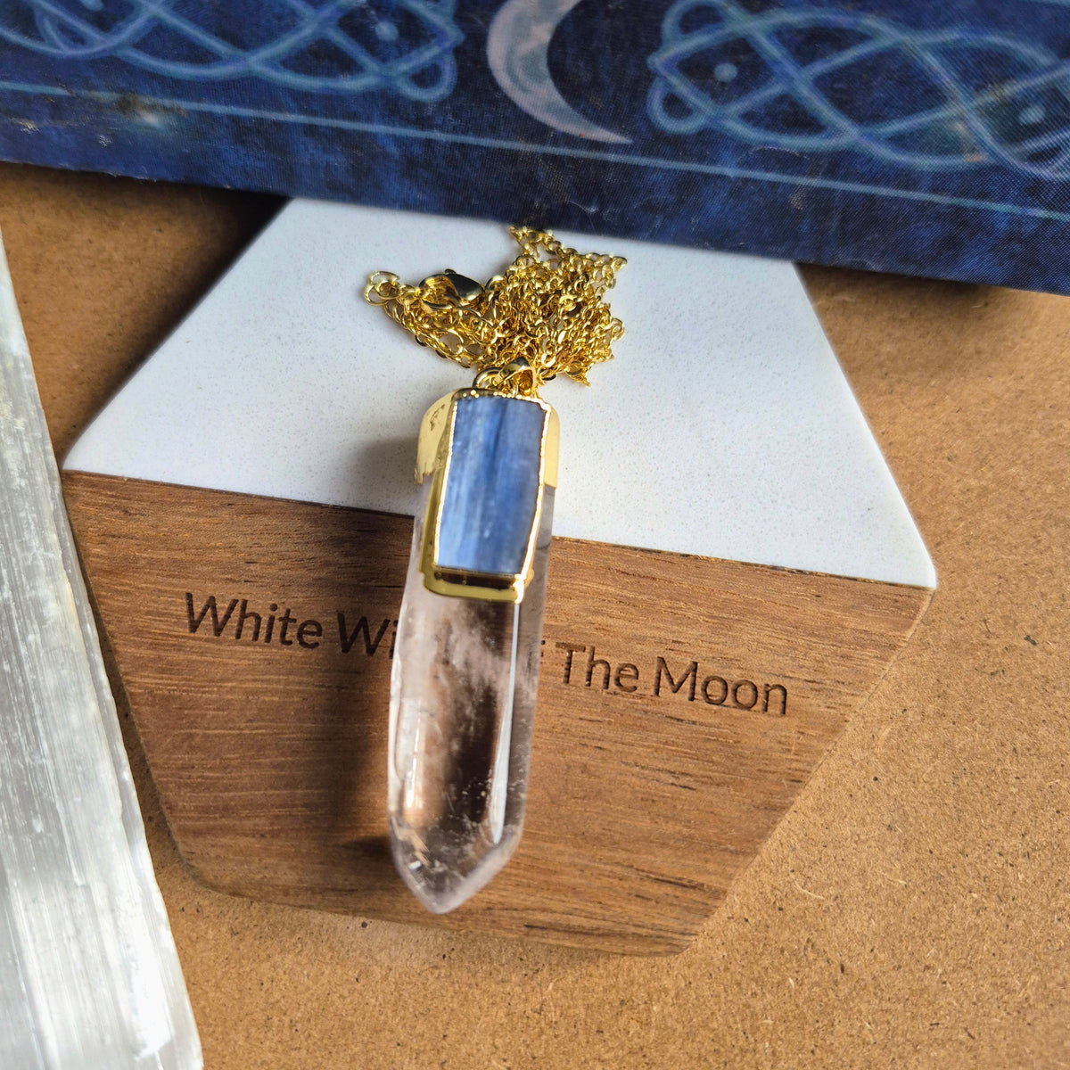 Clear Quartz and Kyanite Pendant