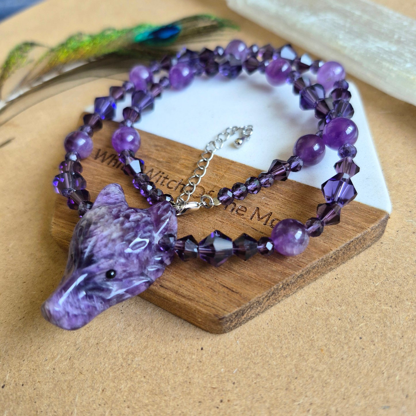 Amethyst Wolf Choker Necklace