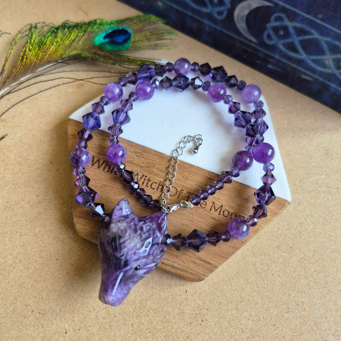 Amethyst Wolf Choker Necklace