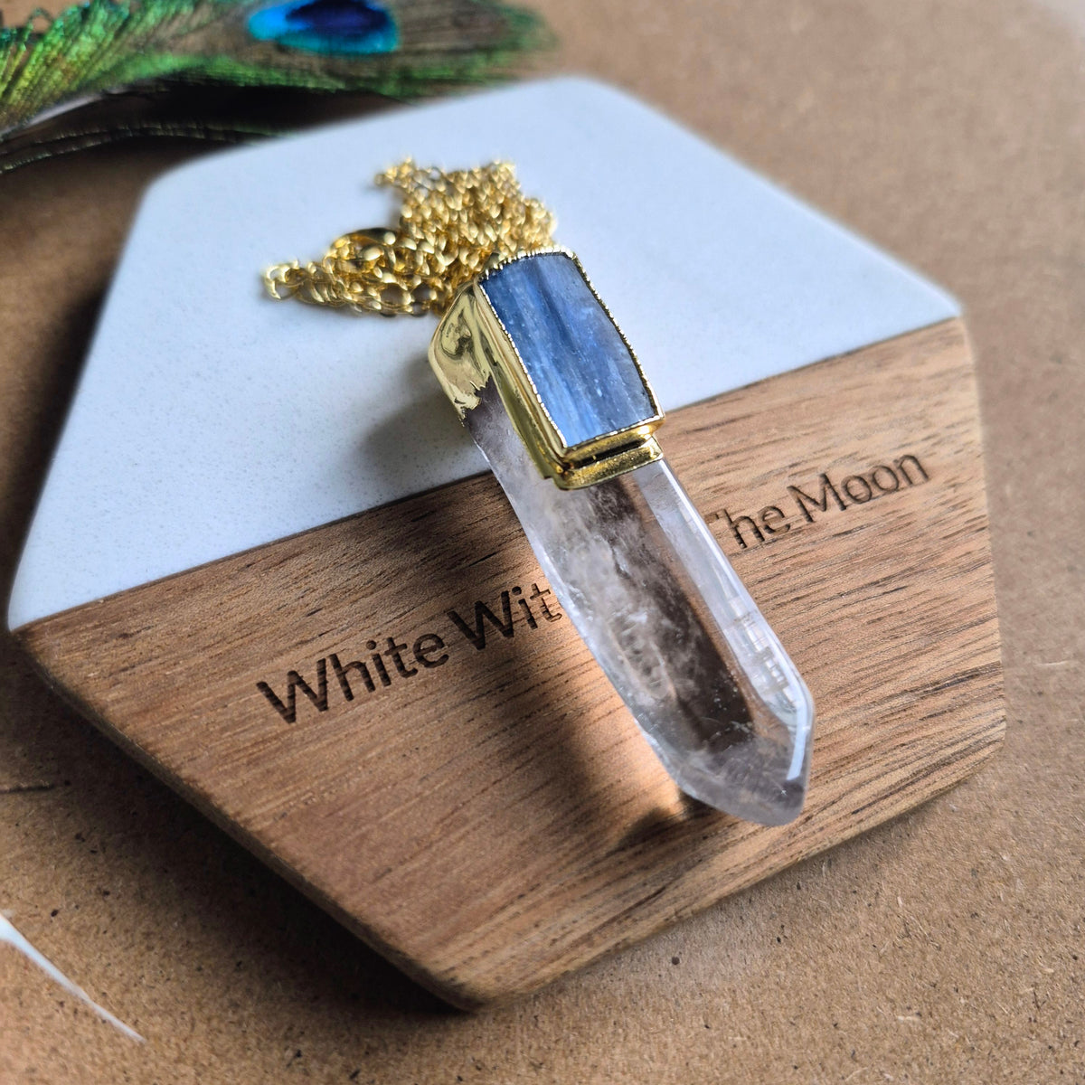 Clear Quartz and Kyanite Pendant