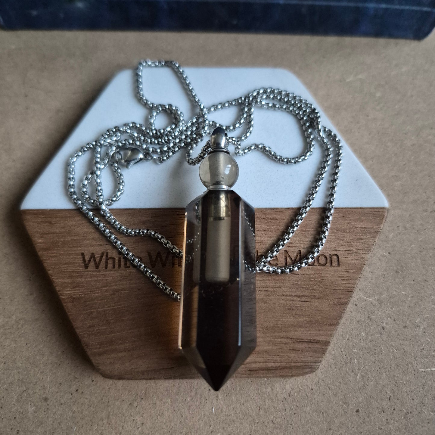 Smoky Quartz Bottle Pendant: Ashes Perfume Necklace gift for Her