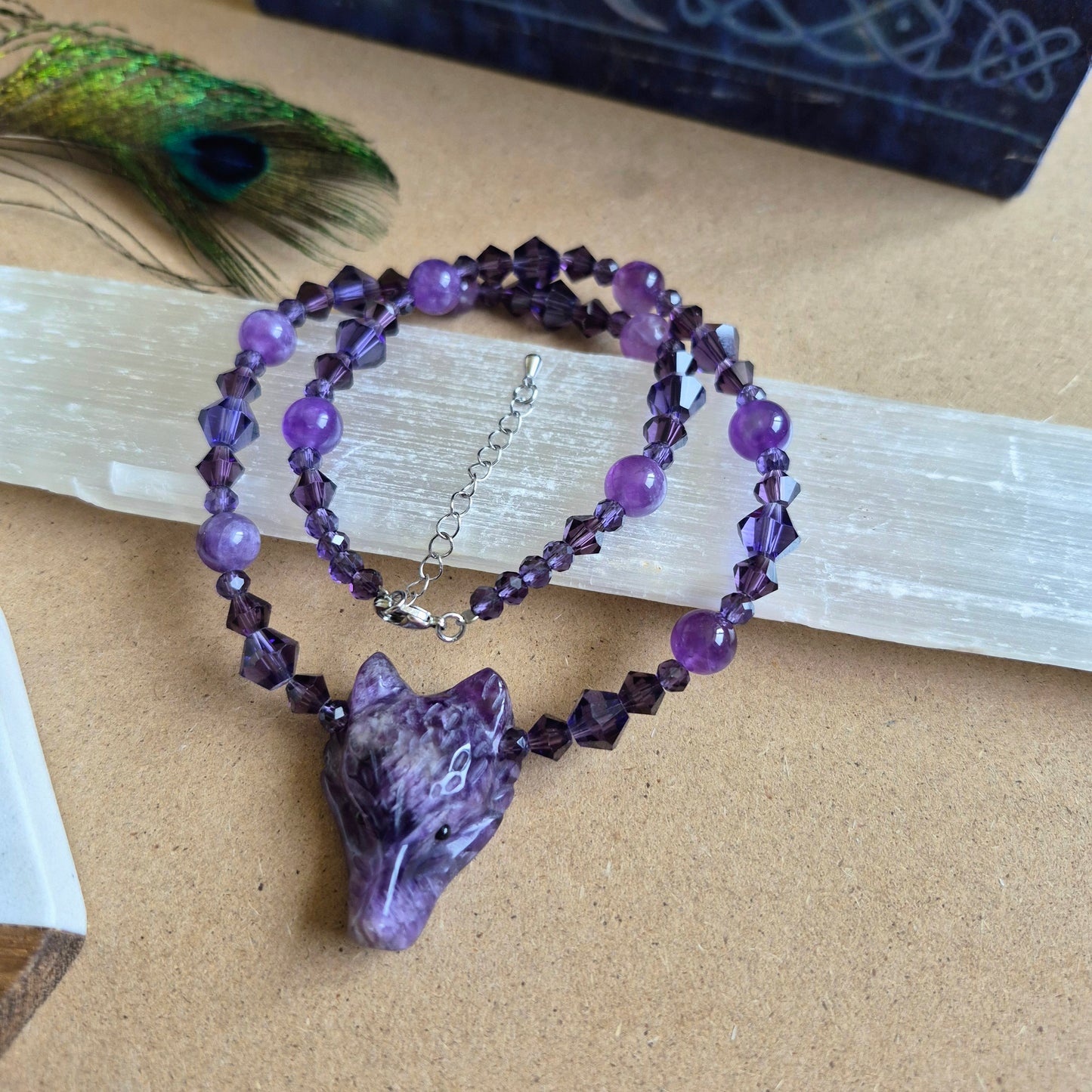 Amethyst Wolf Choker Necklace
