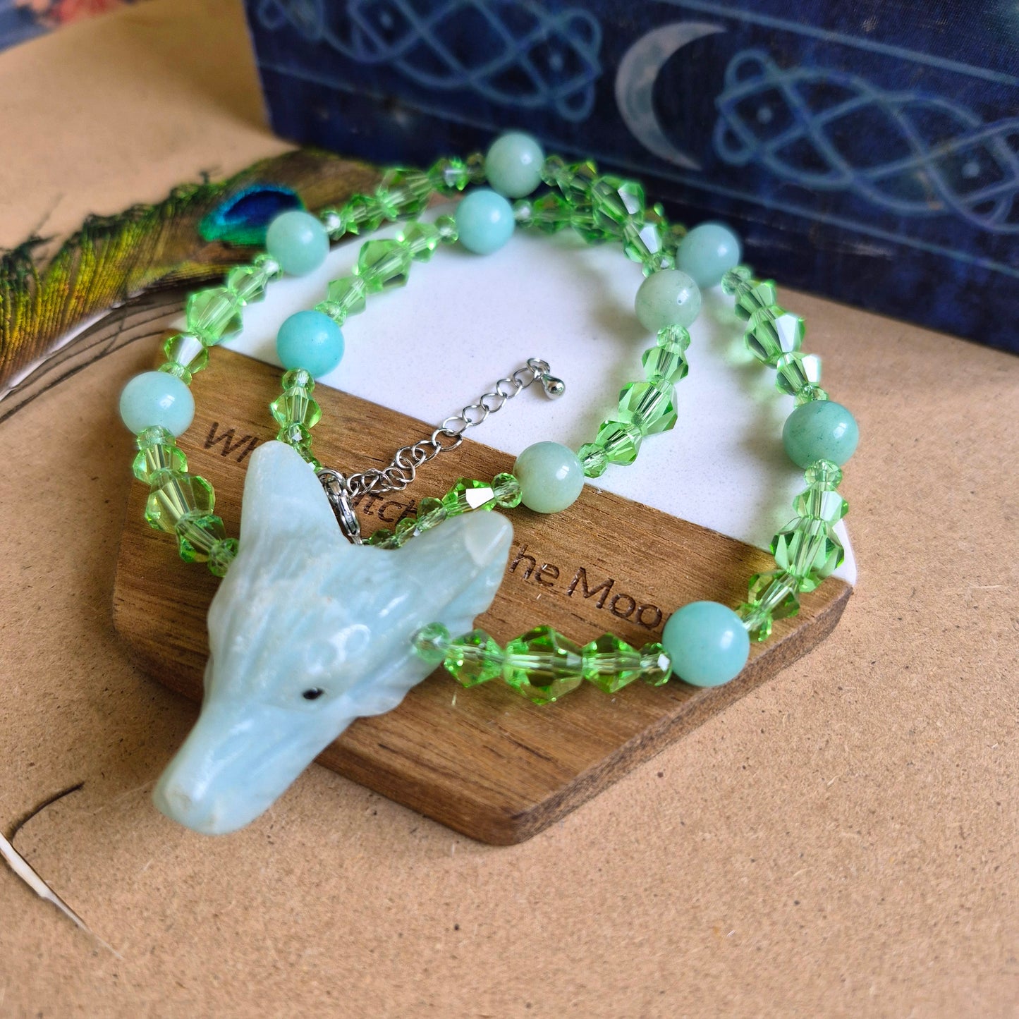 Amazonite Wolf Choker necklace