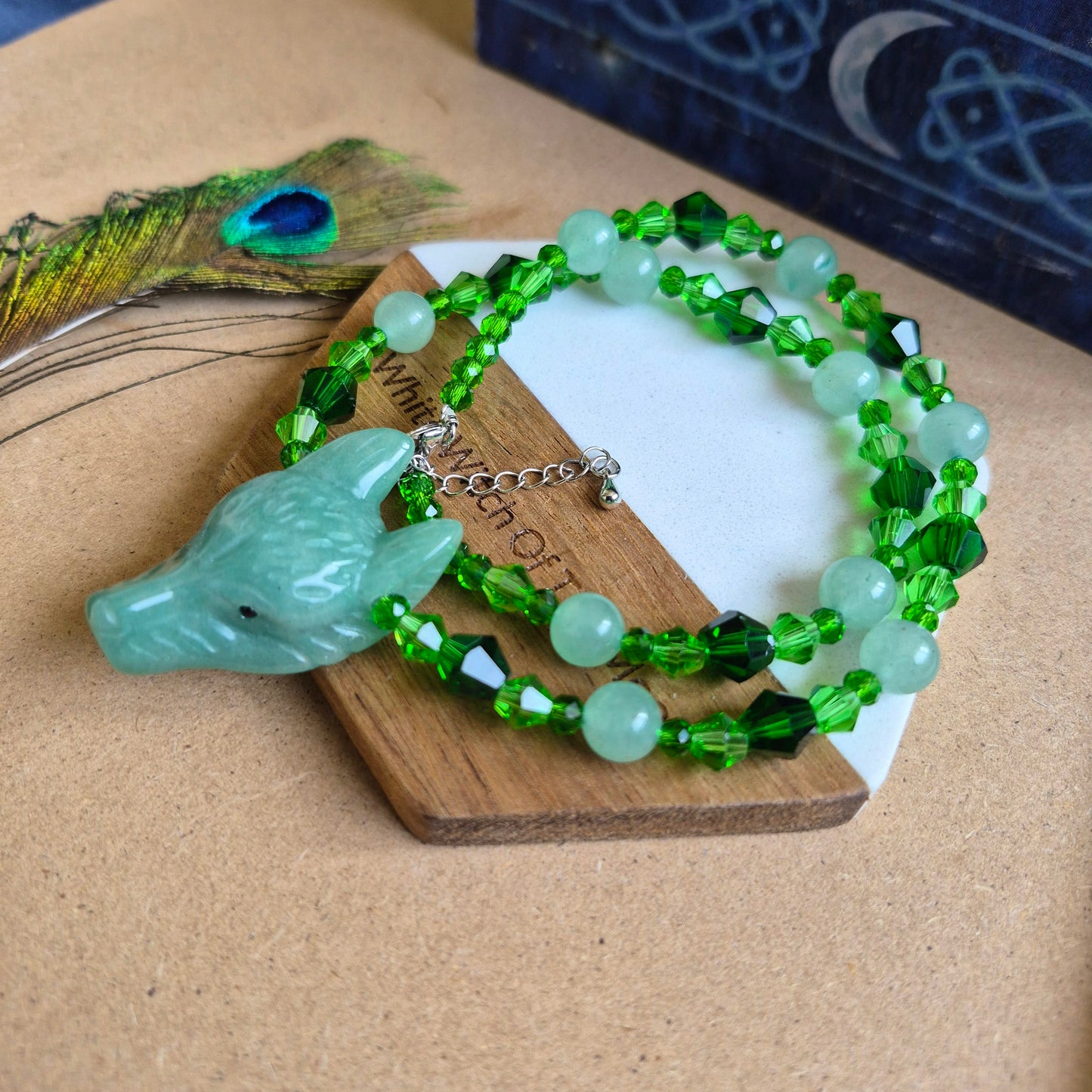 Green Aventurine Wolf Choker Necklace