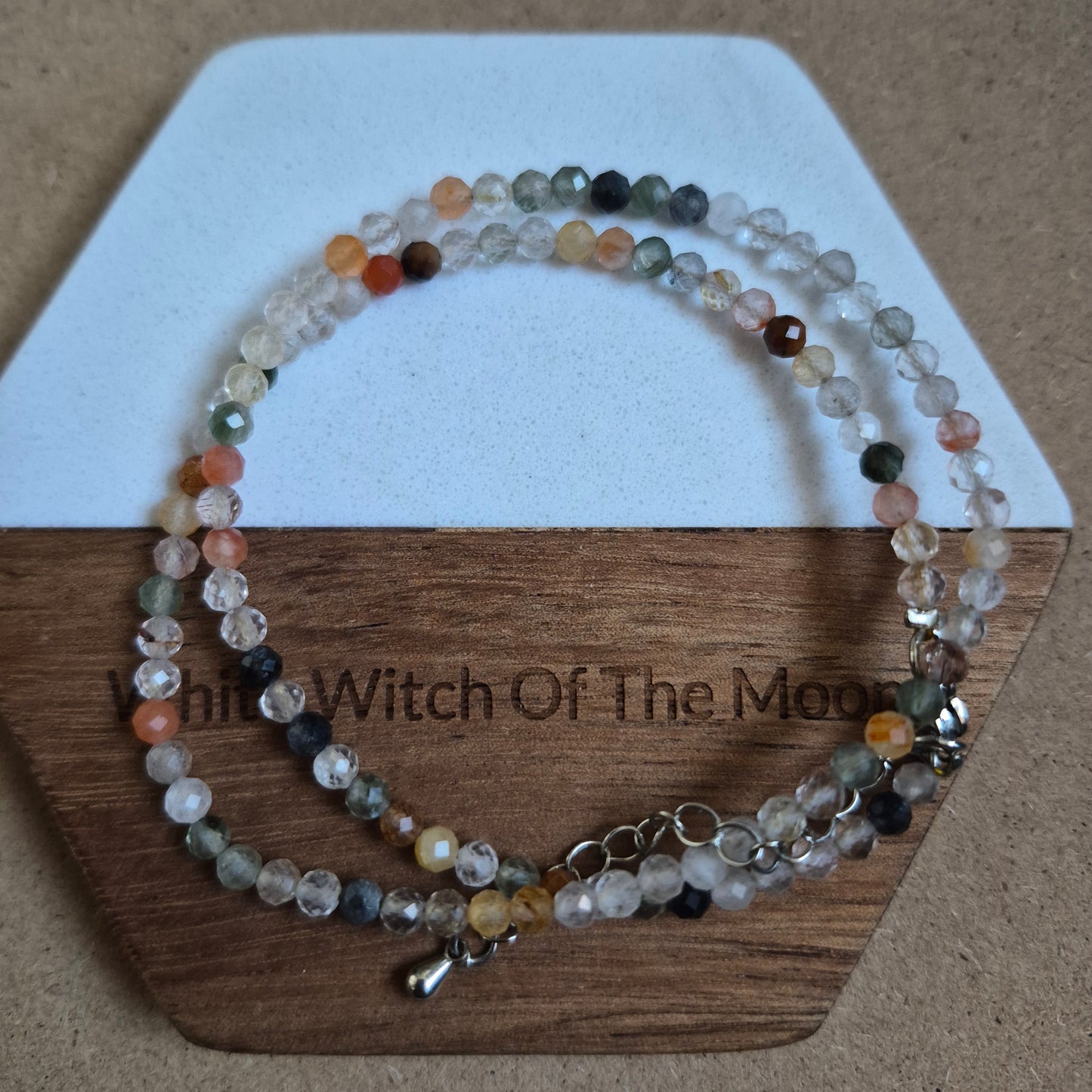 Mixed rutile quartz 3mm faceted bead choker