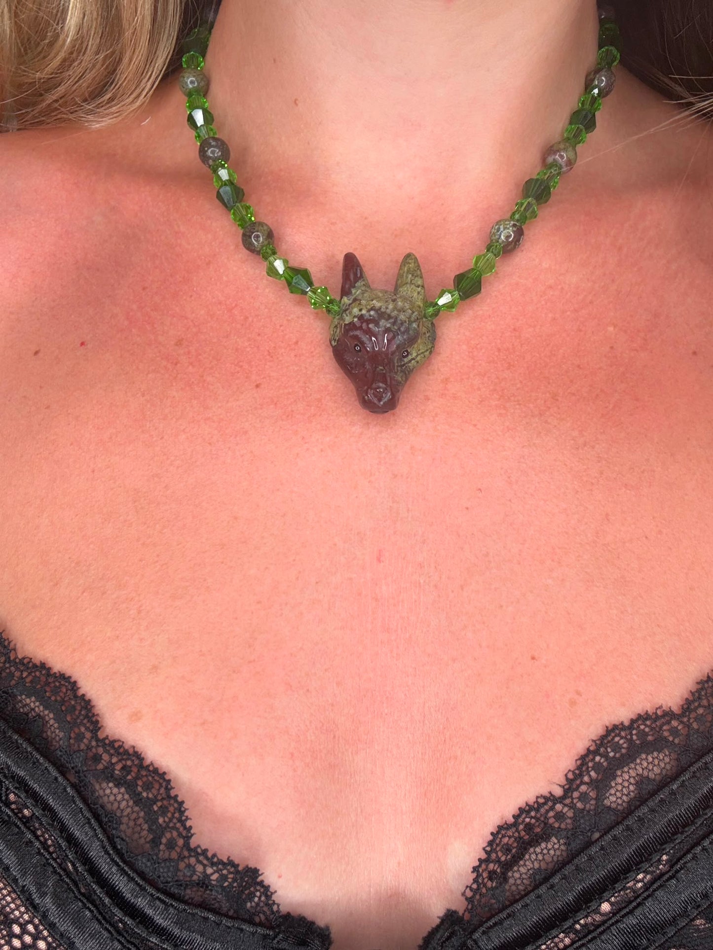 Dragons Blood Wolf Choker Necklace