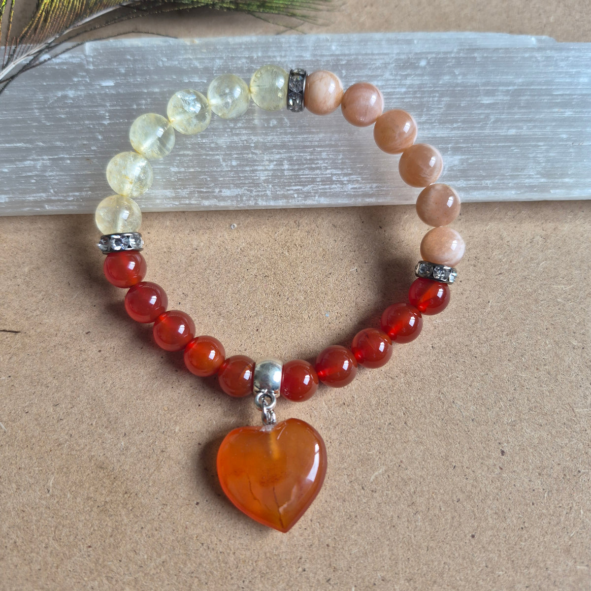 Positive motivation bracelet Crystal healing gift for him or her sacral chakra bead jewellery for men or women