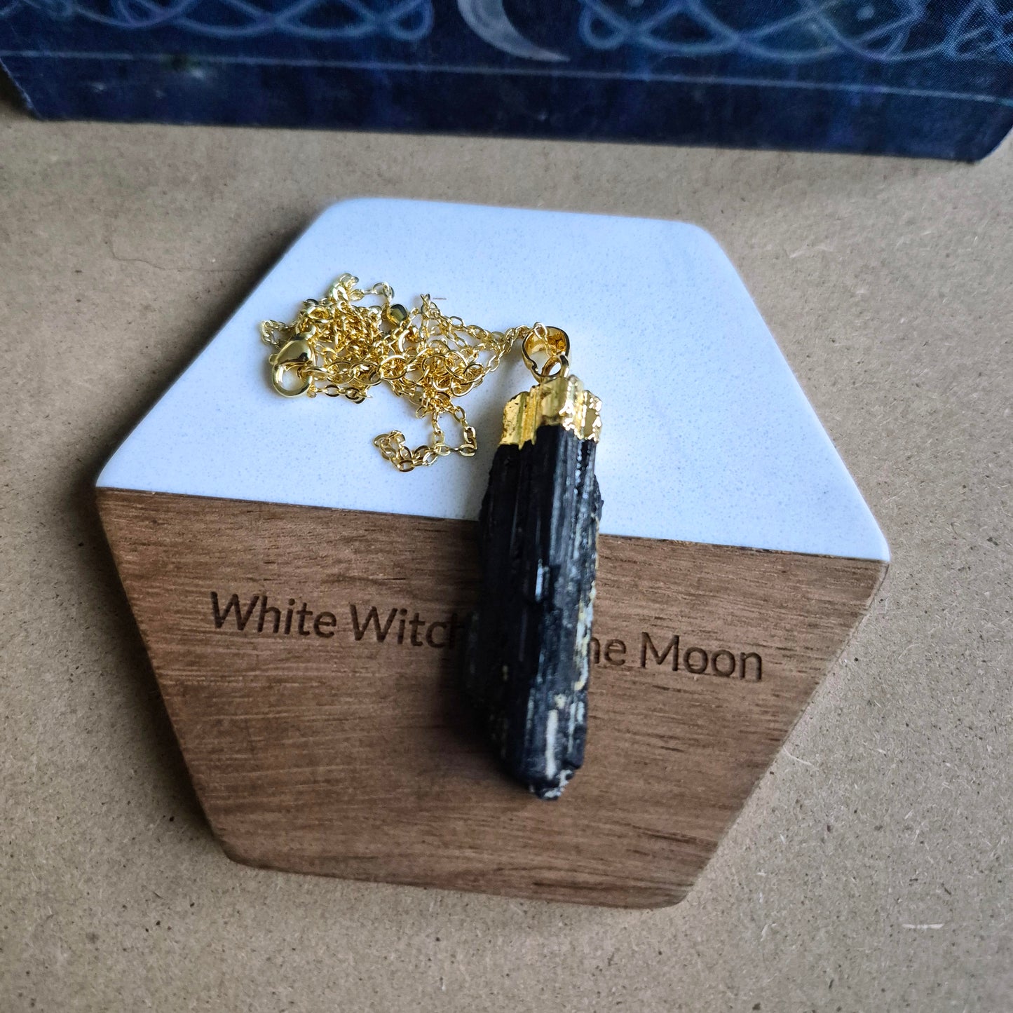 Black Tourmaline Raw Pendant Necklace