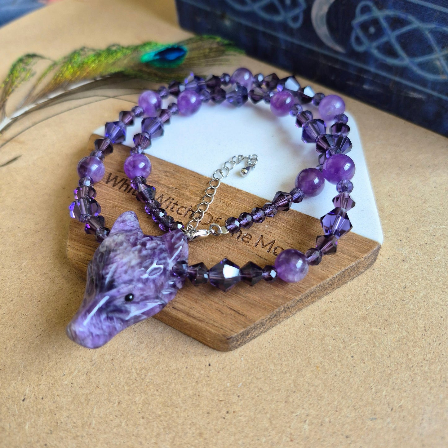 Amethyst Wolf Choker Necklace
