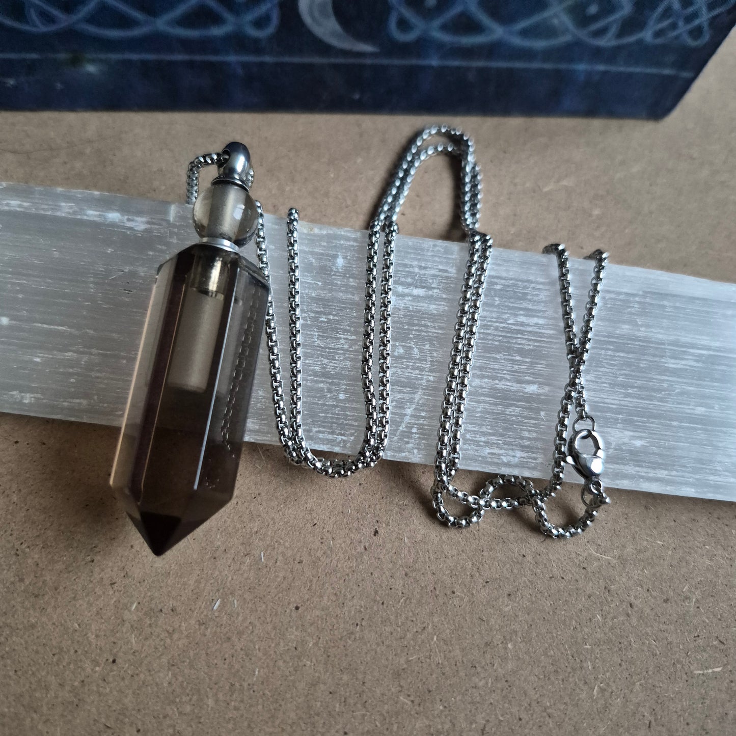 Smoky Quartz Bottle Pendant: Ashes Perfume Necklace gift for Her