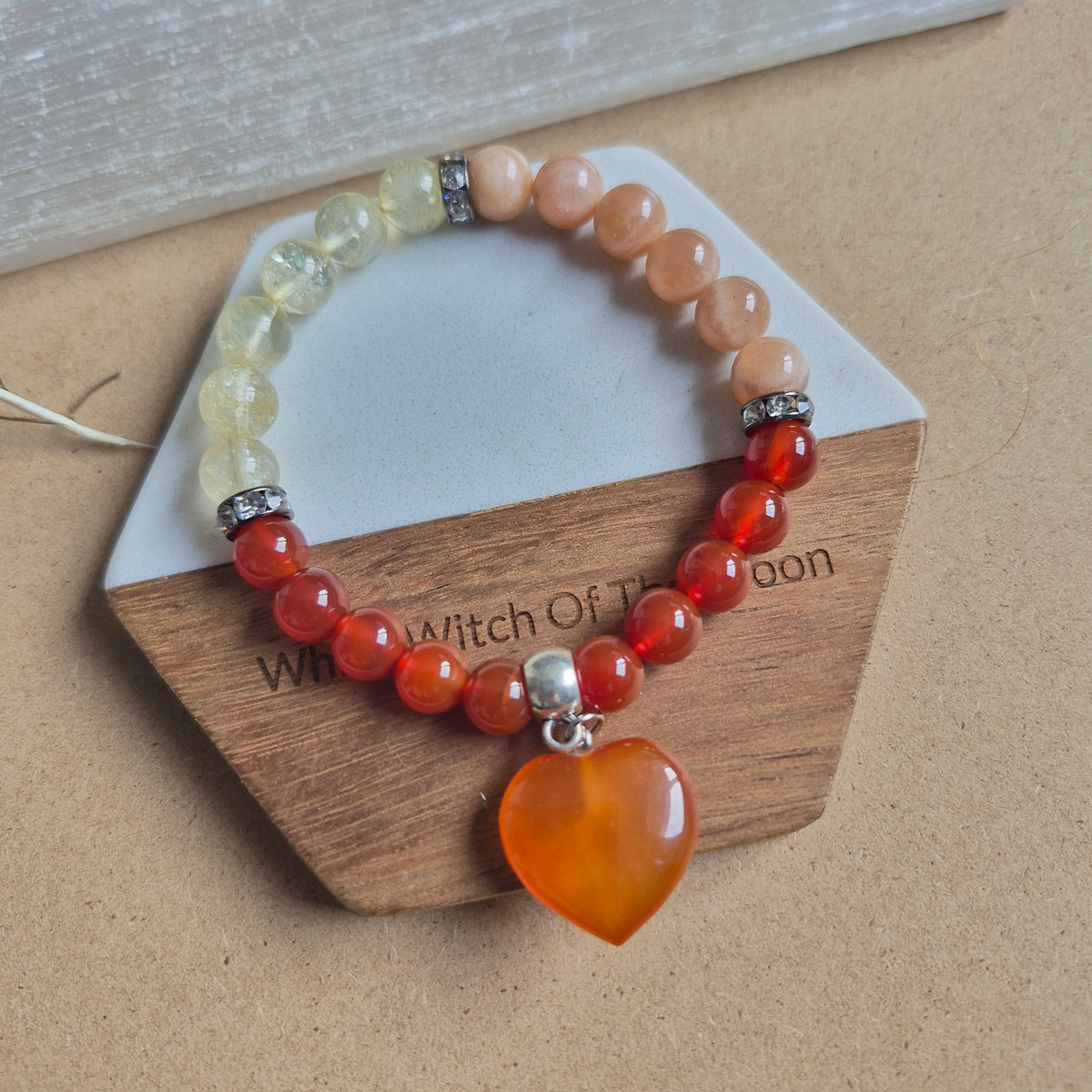 Positive motivation bracelet Crystal healing gift for him or her sacral chakra bead jewellery for men or women