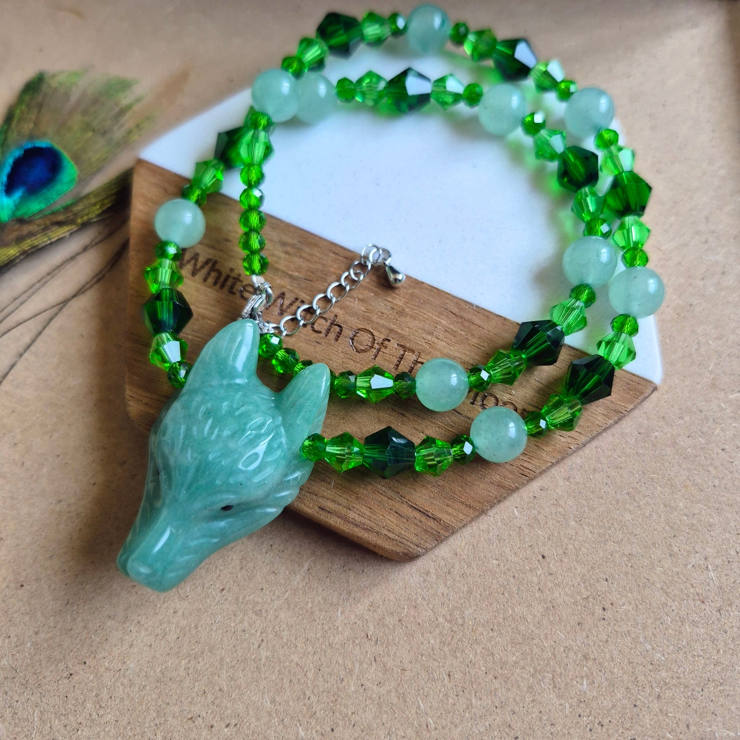 Green Aventurine Wolf Choker Necklace