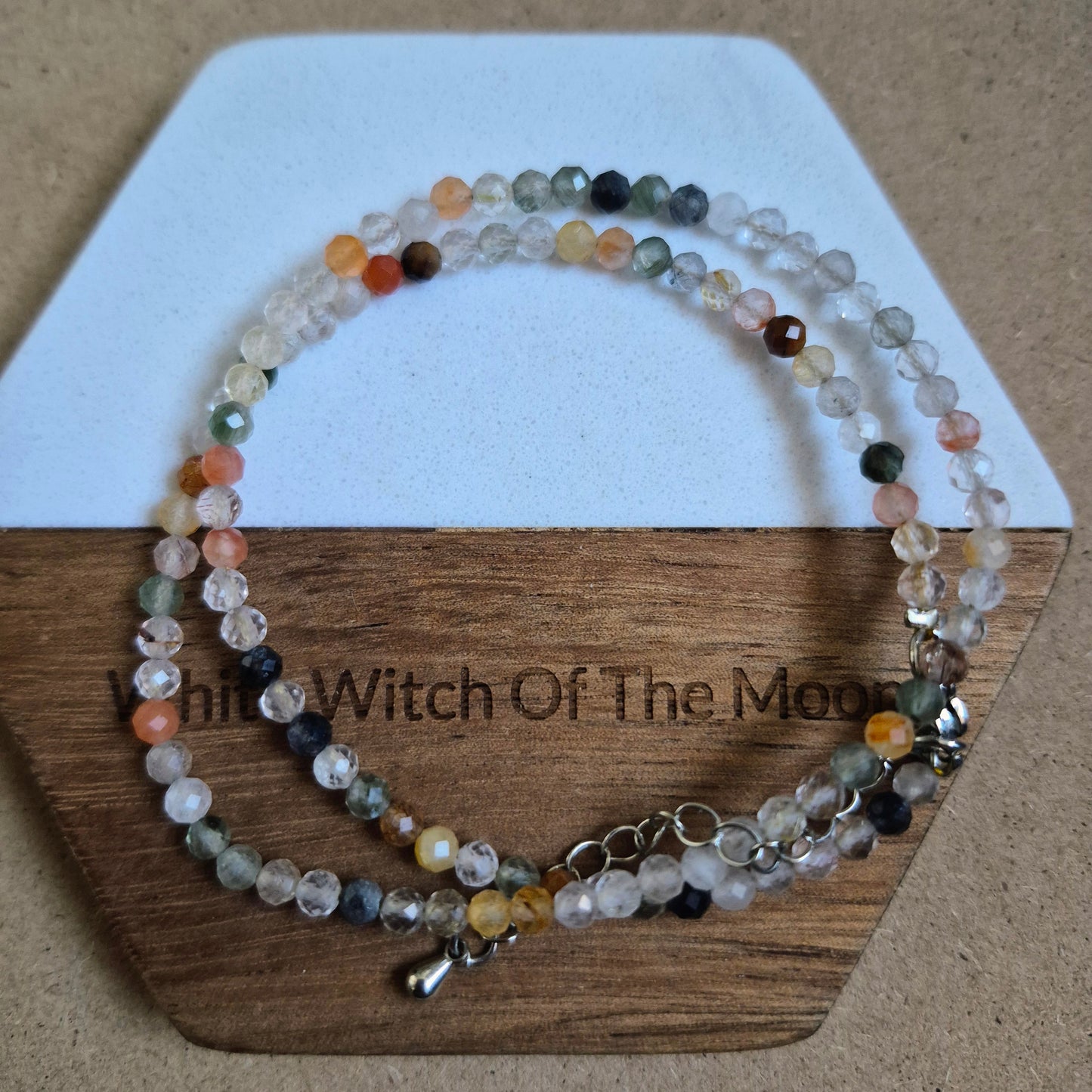 Mixed rutile quartz 3mm faceted bead choker