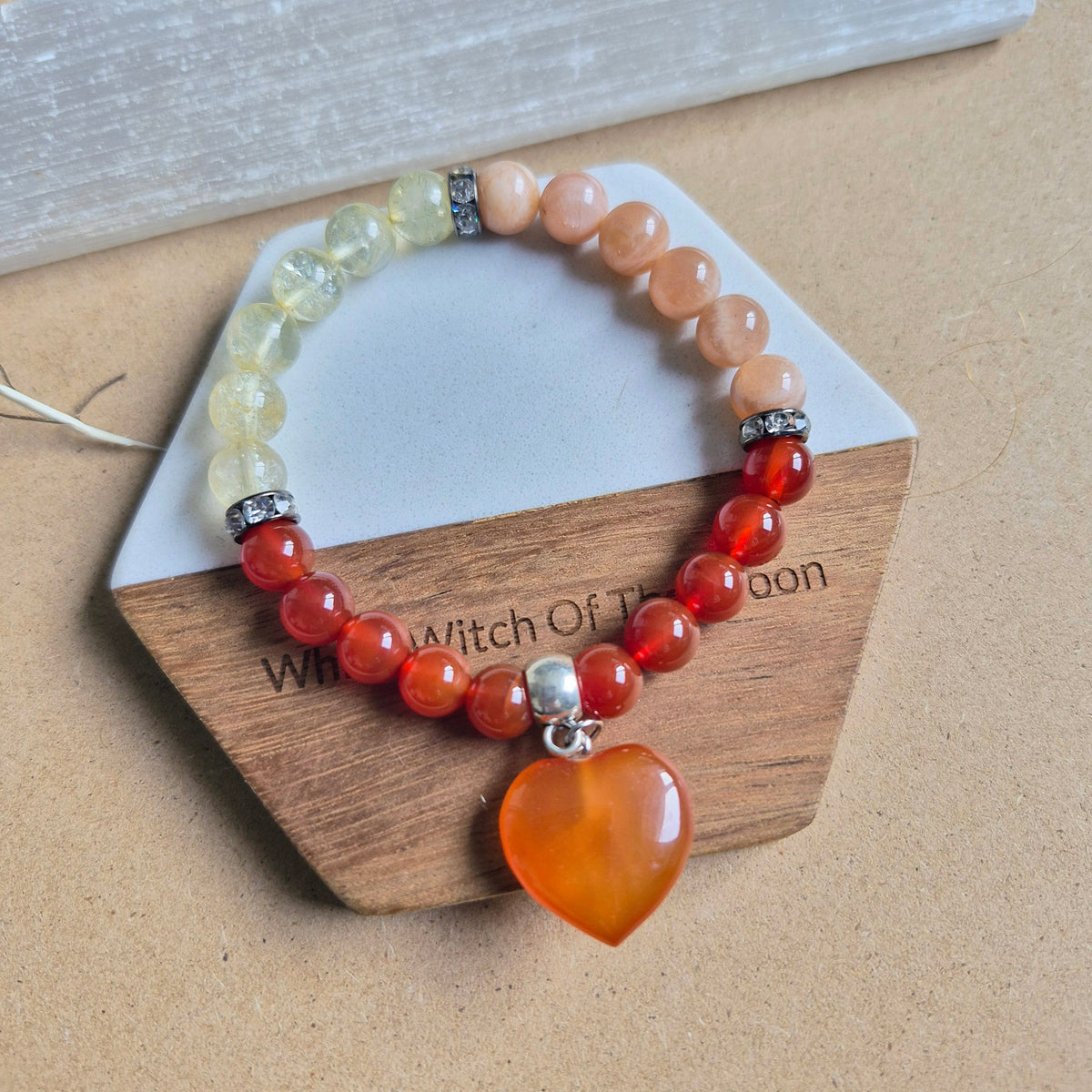 Positive motivation bracelet Crystal healing gift for him or her sacral chakra bead jewellery for men or women