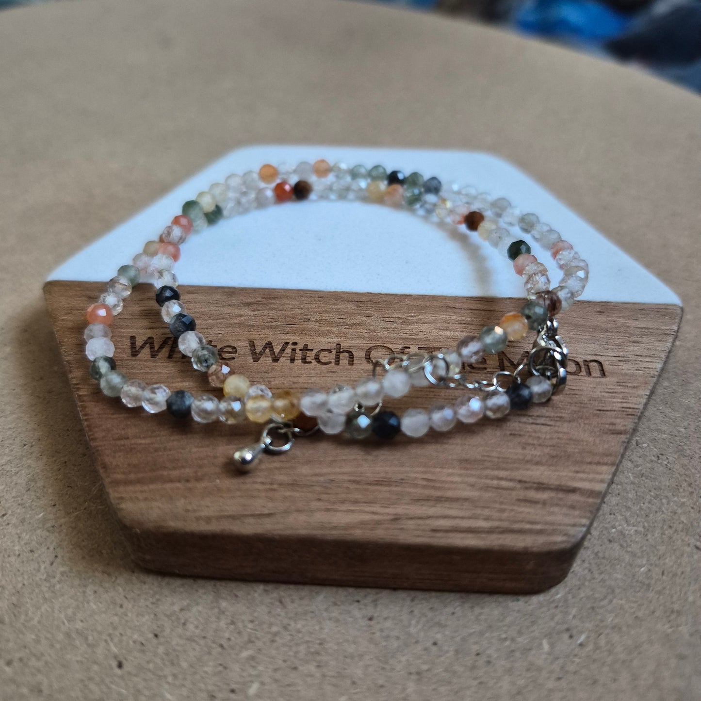 Mixed rutile quartz 3mm faceted bead choker