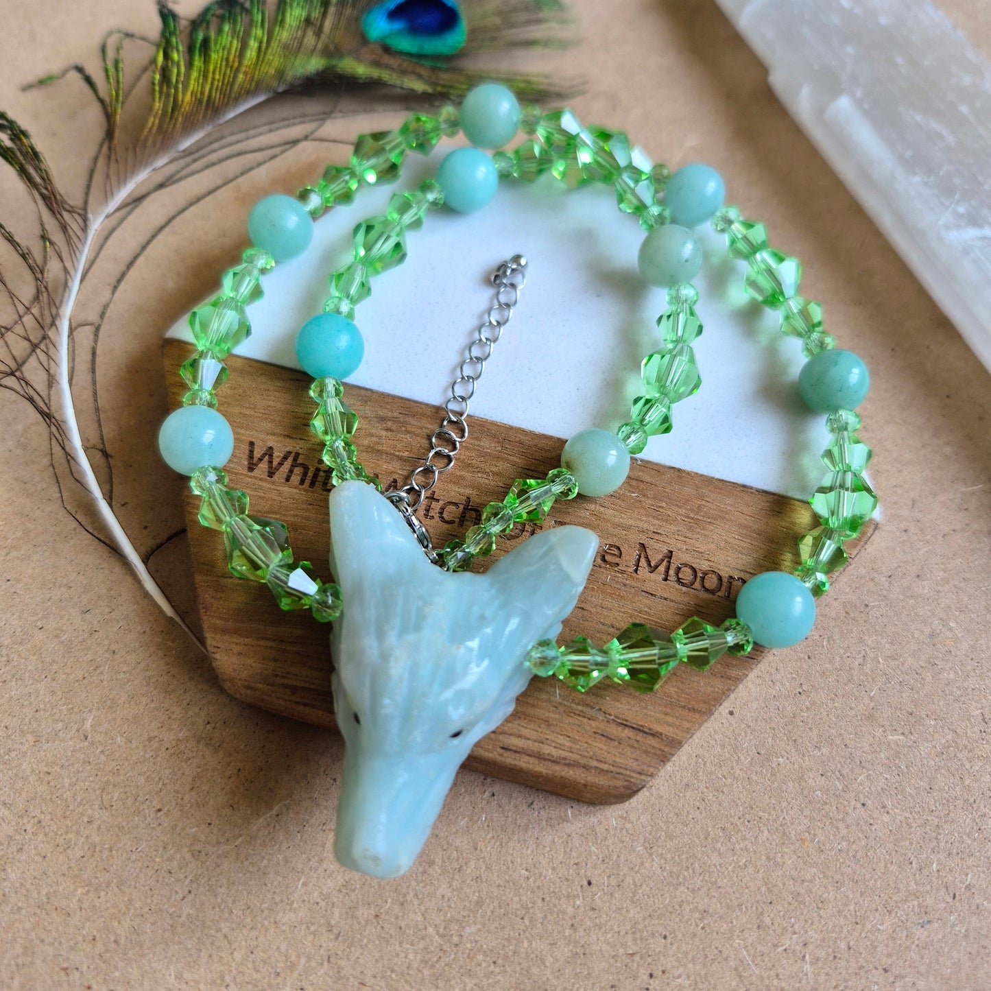 Amazonite Wolf Choker necklace
