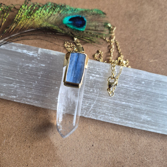 Clear Quartz and Kyanite Pendant