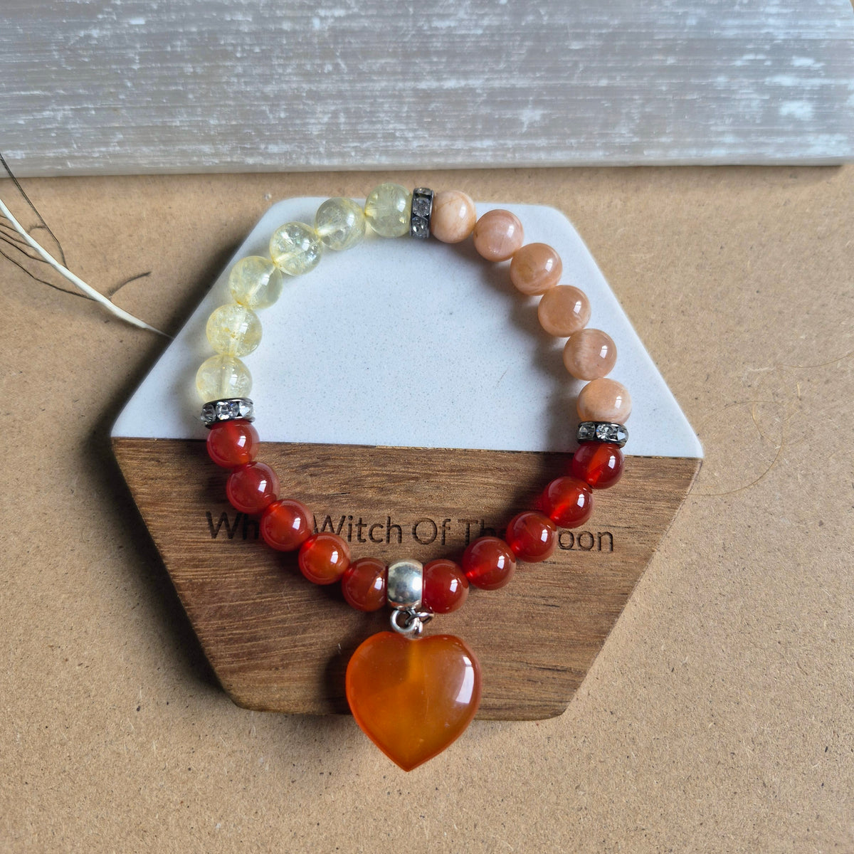 Positive motivation bracelet Crystal healing gift for him or her sacral chakra bead jewellery for men or women