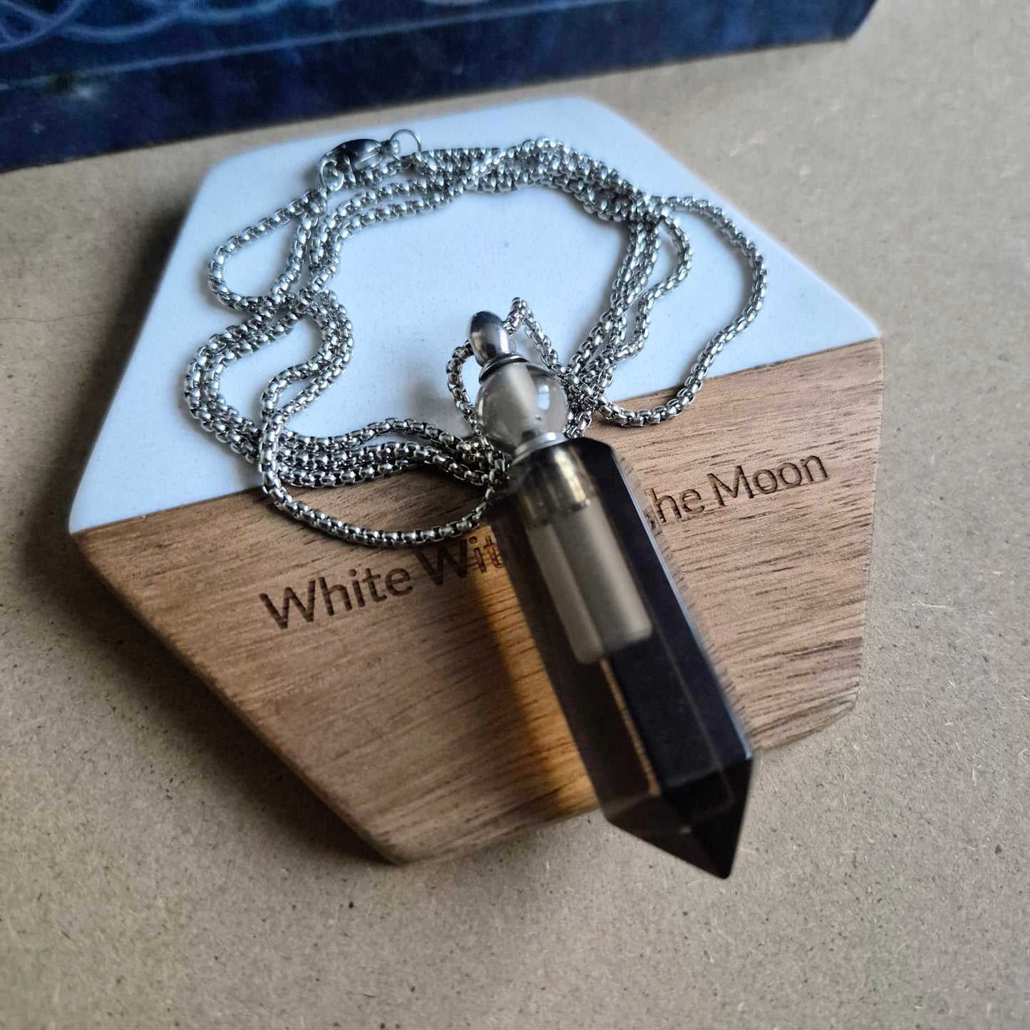 Smoky Quartz Bottle Pendant: Ashes Perfume Necklace gift for Her