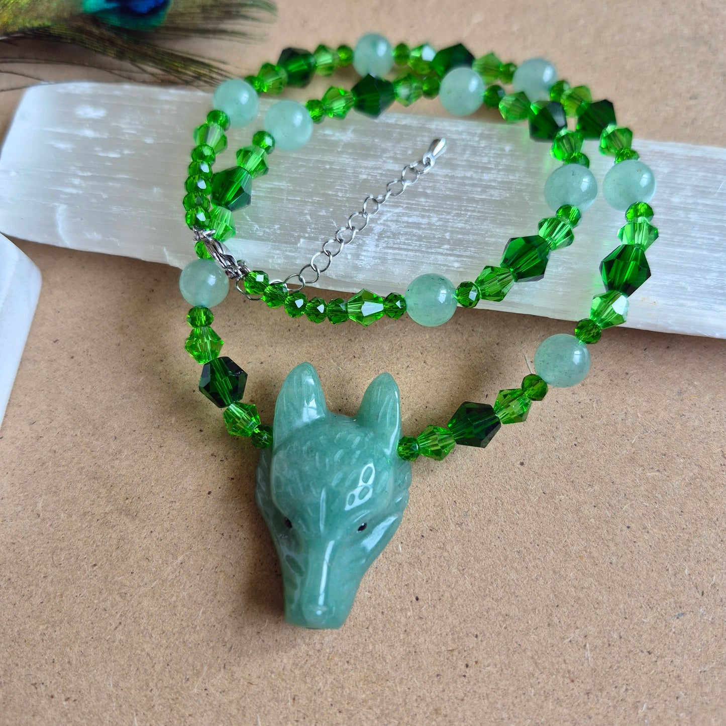 Green Aventurine Wolf Choker Necklace