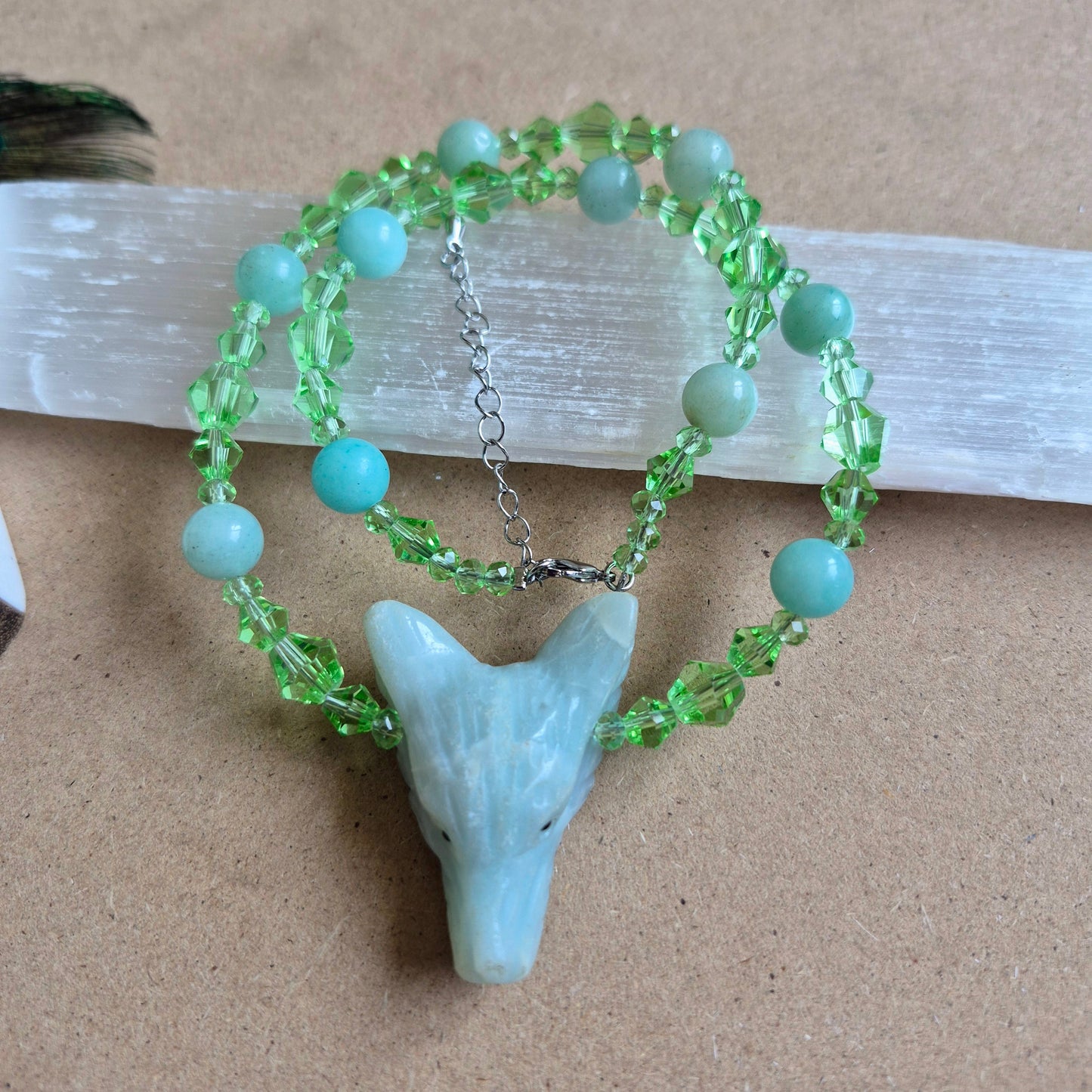 Amazonite Wolf Choker necklace