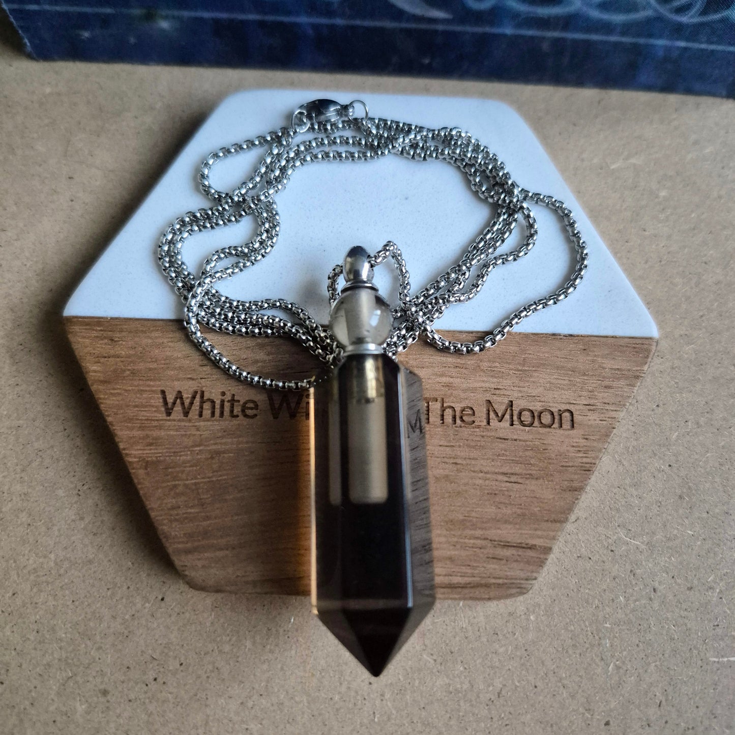 Smoky Quartz Bottle Pendant: Ashes Perfume Necklace gift for Her