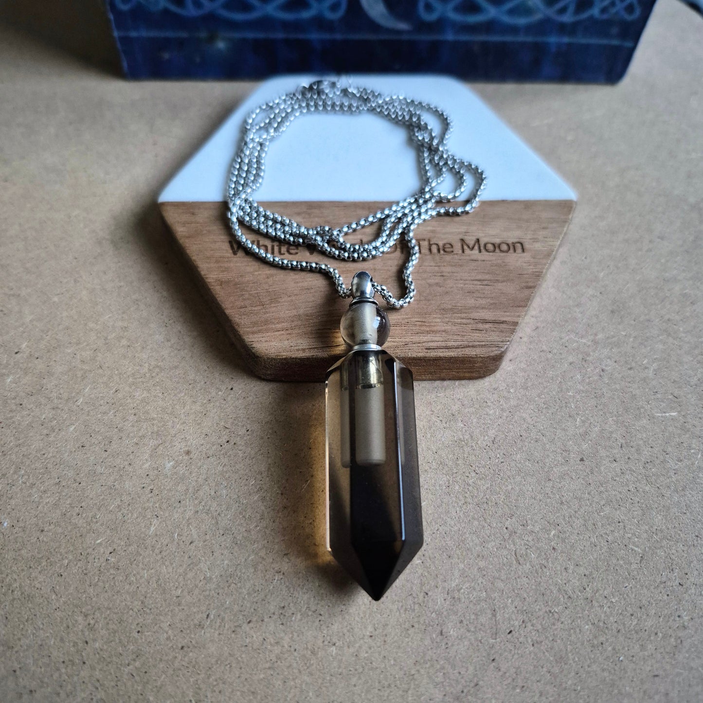 Smoky Quartz Bottle Pendant: Ashes Perfume Necklace gift for Her